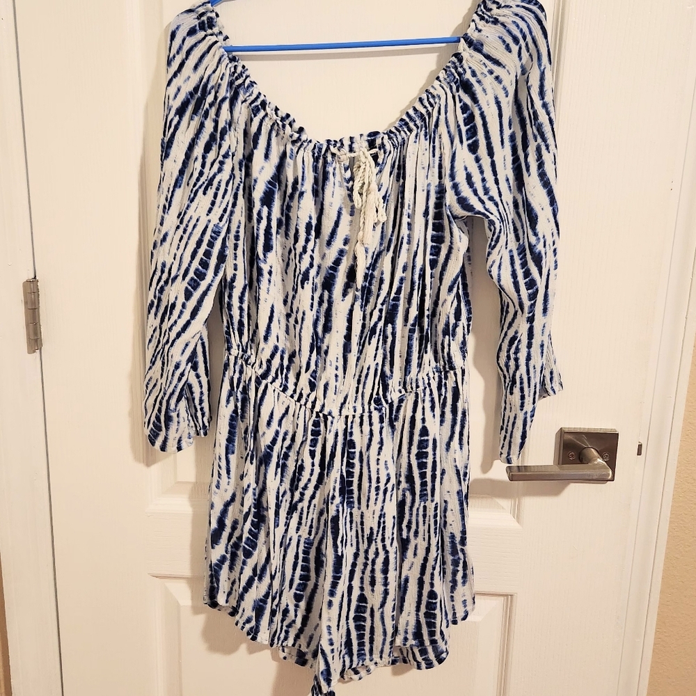 Blue and White Striped Jumpsuit